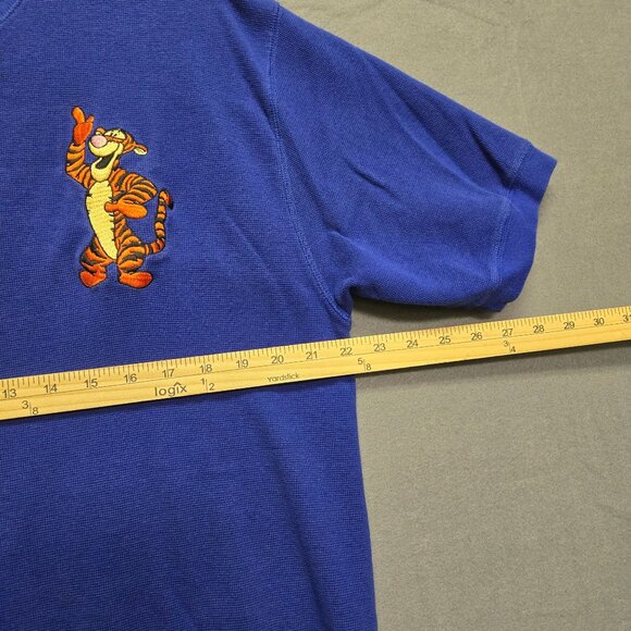 Vintage Disney Store Tigger Embroidered Blue Henley Shirt M - Picture 10 of 11